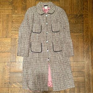 Lea Rome Pink Wool Tweed Coat Size Medium